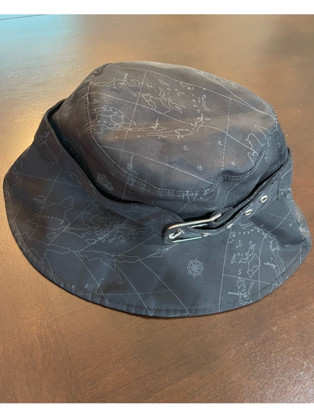Charcoal black Map-Print Bucket Hat